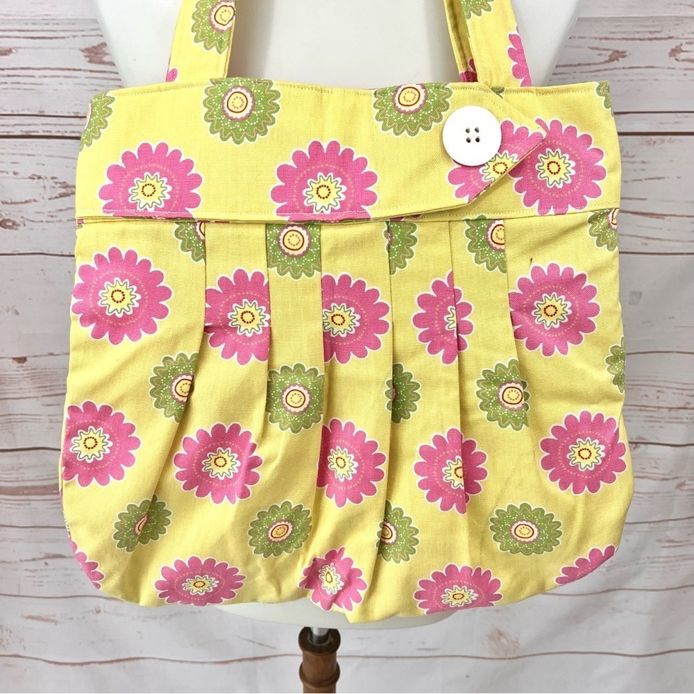 Vintage Mid Century Mod MCM Retro Handmade Flower Power Cotton Tote Bag - Picture 3 of 7